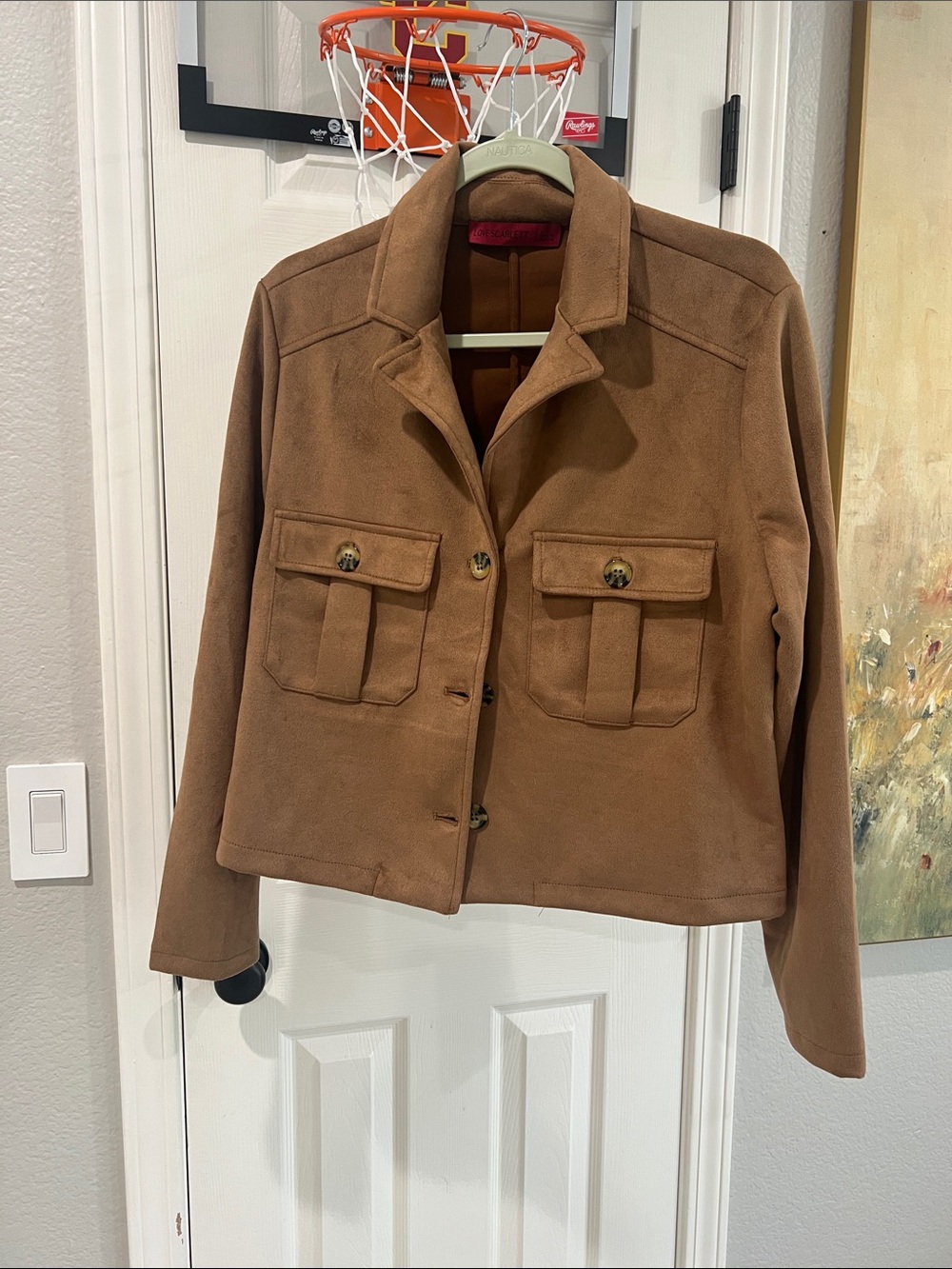 Utility Button-Front Jacket in Tan